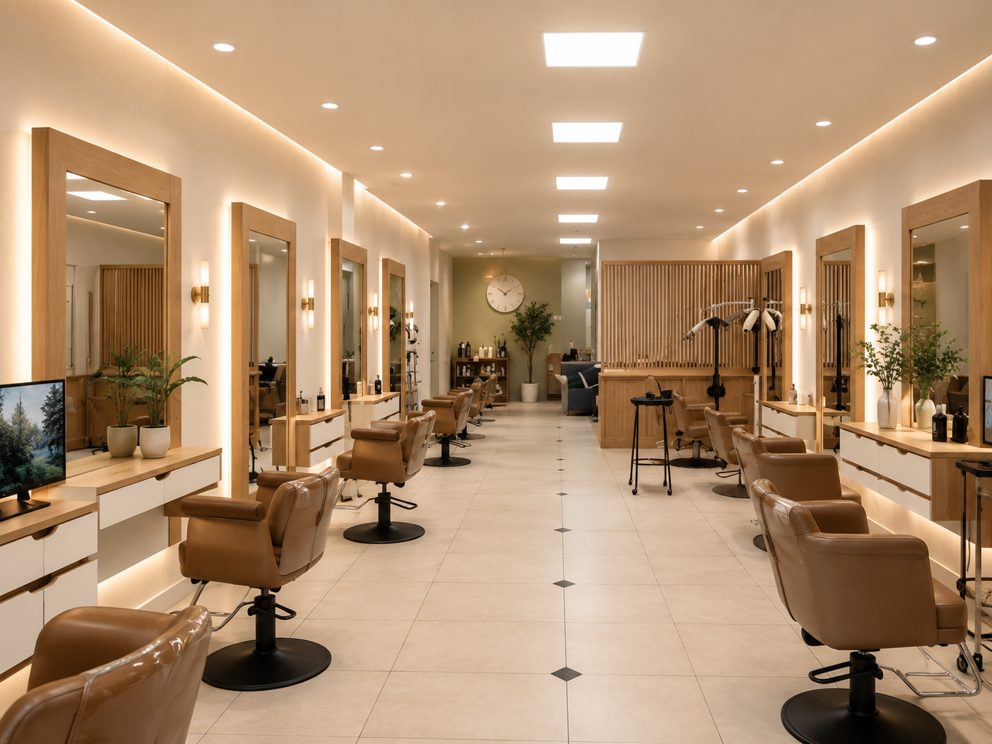 Styling floor and mirrors inside Dass Hair Salon, Carrollton